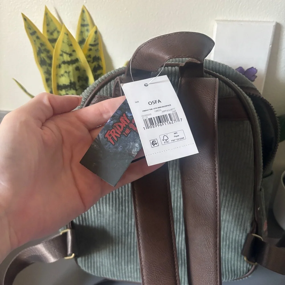 Camp Crystal Lake Corduroy Backpack with Maroon Strap